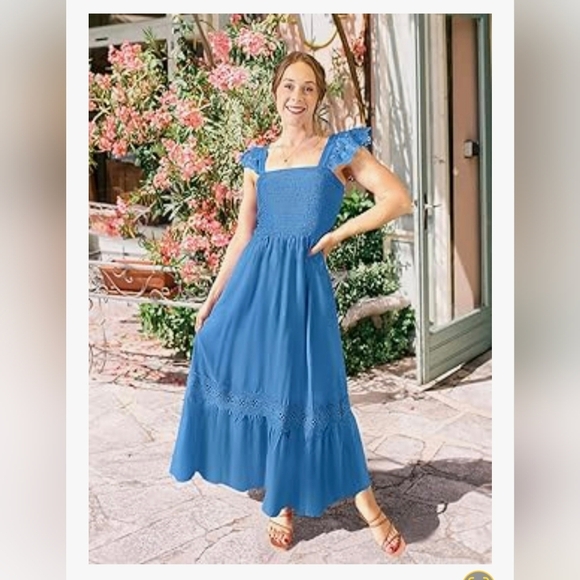 Square Neck Smocked High Waist Maxi Dress #1003 NWOT - Picture 7 of 9